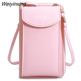 Weiyinxing Women Wallet Shoulder Mini Leather Bags Straps Mobile Phone Big Card Holders Wallet Handbag Money Pockets Girls Small Bags