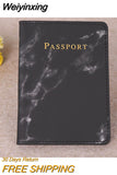 Weiyinxing Women Men Passport Cover Pu Leather Marble Style Travel ID Credit Card Passport Holder Packet Wallet Purse Bags Pouch
