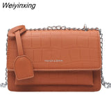Weiyinxing Retro Fashion Chain Bag Ladies Messenger Bags for Women 2023 Casual Shoulder Bag Small Square Bag Solid Color Female Bag