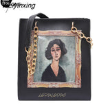 Weiyinxing Black Women's Bags Big capacity Printing Tote Bag Lady Handbags Women's Shoulder Bag Chains Bag 2023 Luxury Bag Designer