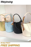 Weiyinxing Bucket Bag Women's High-capacity Handbags 2023 Korean Version Fashion Advanced Texture Silk Scarf Handheld Bucket Bags Niche
