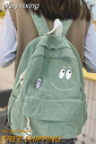 Weiyinxing Female Kawaii Corduroy Laptop College Backpack Trendy Girl Green Cool Cute Bag Fashion Women School Bag Lady Travel Backpack