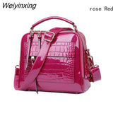 Weiyinxing YIDE New Designer Women's Handbags Quality Oil Pu Women Messenger Bag Crocodile Pattern Patent Leather Shoulder Bags Ladies
