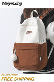 Weiyinxing Cute Corduroy Woman Backpack Schoolbag For Teenage Girls Boys Luxury Harajuku Patchwork Color Student Lady Book Bag Pack