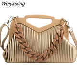 Weiyinxing Brand Handbag Women Inverted Triangle Handle Leather Hand Pouch Classic Crossbody Bags For Women Tote Bag Lady Satchel