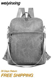 weiyinxing Women's Backpack Fashion Teenage Girls School Bag High Quality Vintage PU Leather Casual Large Capacity Travel Backpacks