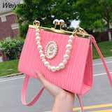 Weiyinxing evening bag with pearls elegant bags for women banquet fashion handbags for women luxury designer lady crossbody bags