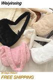 Weiyinxing Design Women Soft Plush Hobos Shoulder Bags Winter Furry Ladies Clutch Purse Handbag Fashion Female Underarm Bag