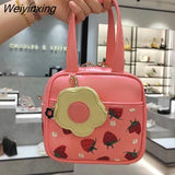 Weiyinxing Summer Flower Coin Purse Crossbody Small Square Bag Strawberry Print Hand Pillow Bag Shoulder Underarm Bag Women Bag