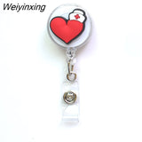 Weiyinxing 1 Piece High Quality Silicone Retractable Doctor Nurse Badge Holder Reel Cute Cartoon ID Card Holder Keychains