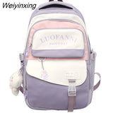 Weiyinxing Women Cute Purple Waterproof School Bag Lady Nylon College Backpack Female Travel Bag Girl Book Harajuku Laptop Backpack Fashion