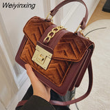 Weiyinxing For Women 2023 Designer Luxury Winter Velvet Top Brand Flap Hand Bag High Quality Women Crossbody Shoulder Bag Satchel