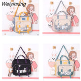 Weiyinxing Women Multifunction Shoulder Bag Handbag Backpack Large Capacity School Bag Women Nylon Bag Contrasting Color Design Square Bag