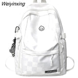 Weiyinxing Women Plaid Leisure School Bag Girl Travel Laptop Student Backpack Female Teenager Book Bags Ladies Nylon College Packet Fashion