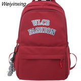 Weiyinxing Men and Women Cool Waterproof Nylon Laptop Backpack Large Capacity Letter Printing Travel Book Bag Teenagers Preppy Schoolbag
