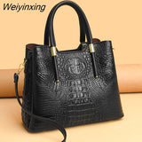Weiyinxing Crocodile pattern Leather Shoulder Crossbody Bags for Women 2023 3 Layer Large Capacity Ladies Handbag Luxury Totes Sac