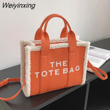 Weiyinxing Bag for Women Winter Designer Lamb Wool PU Fashion Letters Handbags Women's Luxury Shoulder Crossbody Bags Handbag Totes