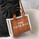 Weiyinxing Bag for Women Winter Designer Lamb Wool PU Fashion Letters Handbags Women's Luxury Shoulder Crossbody Bags Handbag Totes