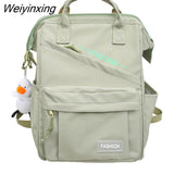 Weiyinxing Women Laptop Waterproof Nylon Bag Girl Cute Travel Green Backpack Female Mommy Bag Fashion Ladies College Backpack Kawaii