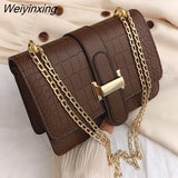 Weiyinxing Square Flip Bag 2023 summer New Quality PU Leather Women's Designer Handbag Stone Pattern Lock Chain Shoulder Messenger Bag