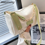 Weiyinxing Small Contrasting Colors PU Leather Bucket Crossbody Bags for Women 2023 Fashion Chain Shoulder Bag Lady Luxury Handbags
