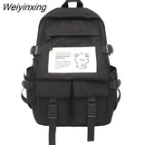 Weiyinxing Unisex Multiple Pocket Waterproof Nylon Backpack Large Capacity Insert Buckle Women Travel Bag Teenagers Kawaii Schoolbag