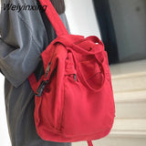 Weiyinxing Women Backpack Canvas Girl Fabric School Bag New College Student Vintage Female Laptop Bag Travel Kawaii Ladies Backpack