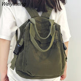 Weiyinxing Women Backpack Canvas Girl Fabric School Bag New College Student Vintage Female Laptop Bag Travel Kawaii Ladies Backpack