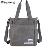 Weiyinxing Color Canvas Handbags Shoulder Bag Large Capacity Men Messenger Bag Student Laptop Book Bags Womens Single Tote Bag Bolsos