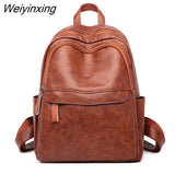 Weiyinxing Women Leather Backpack Designer Shoulder Bags for Women 2023 Back Pack School Bags for Teenage Girls Mochila Feminina