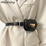 Weiyinxing Saddle Waist Bags for Women Designer Chains Fanny Pack Luxury Alligator Pu Leather Belt Bags Female Small Purses 2023