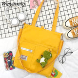 Weiyinxing Women Canvas Handbags Shoulder Bag Ladies Shopping Bags Cartoon Fabric Grocery Crossbody Messenger Tote Books Bags for Girls