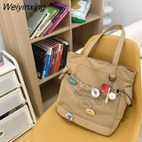 Weiyinxing Kawaii Letter Printing Women Backpack Fashion Cute Girl Two Piece School Bag Set Nylon Waterproof Travel Bag Book Pack Cool