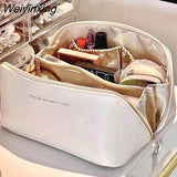 Weiyinxing Large Travel Cosmetic Bag For Women Leather Make Up Organizer Toiletry Kit Bags Female Makeup Accessories Pouch Case Storage