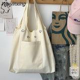 Weiyinxing Bag Canvas Bag Schoolbag Female Large Capacity Youth Solid Color Shoulder Bag Girls' Multi-functional Bags