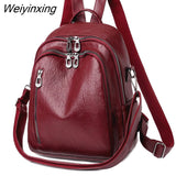 Weiyinxing Teenage Girls Female School Bag Hot Sale Backpacks 2023 New Fashion Woman Backpack High Quality Youth PU Leather Backpacks