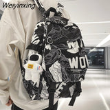 Weiyinxing Girl Male School Bag Female Graffiti Print Men Backpack Women Book Boy Bag Nylon Ladies Fashion Laptop Backpack Student