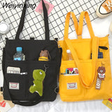 Weiyinxing Women Canvas Handbags Shoulder Bag Ladies Shopping Bags Cartoon Fabric Grocery Crossbody Messenger Tote Books Bags for Girls