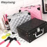 Weiyinxing Women's Large Capacity Storage Professional Makeup Organizer Travel Beauty Cosmetic Case Female Nail Tool Box Suitcases