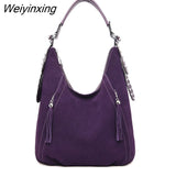 Weiyinxing FASHION Women Handbag Designer Shoulder Bag Women's High Quality Faux Suede Stitched Crossbody Bag Purse Chic Tote Bags