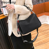 Weiyinxing Leather Crossbody Bags Women Famous Brand Female Shoulder Bag Fashion Wide Shoulder Strap Soft Small Women Bag Bolsa sac