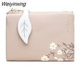 Weiyinxing New PU Leather Women's Short Wallet Small Fresh Korean Zipper Folding Coin Purse Multifunctional Buckle 2 Fold Card Holder 911
