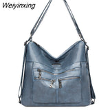 Weiyinxing Quality Pu Leather Women Bagpack Designer Large Capacity 3 In 1 Back Pack Fashion Luxury Female Shoulder Handbag Travel Bag
