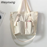 Weiyinxing Oxford Large Capacity Canvas Girl Shoulder Hand Bucket Bag Basket Female Crossbody Bags for Women Casual Tote Purses