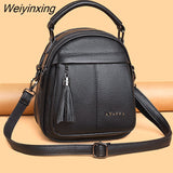 Weiyinxing Leather Women Backpack Cow Leather Multifunction Small Bookbag for Teen Girls Bag High Quality Female Rucksacks Mochilas
