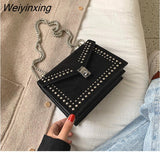 Weiyinxing Chain Rivet Lock Designer Crossbody Bags For Women Luxury Handbags Travel Red Shoulder Messenger Bag Ladies Small Flaps 2023