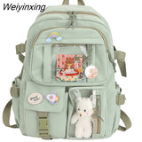 Weiyinxing Cute Women Backpacks Waterproof Multi-Pocket Nylon School Backpack for Student Female Girls Kawaii Laptop Book Pack Mochilas