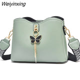Weiyinxing Women White Handbag New Designer Butterfly Tassel PU Leather Messenger Bags Ladies Crossbody Female Tote Shoulder Bag