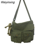 Weiyinxing Canvas Shoulder Bag Student Postman Female Wear-resistant Canvas Bag Crossbody Bags Japanese-style Handbags For Women