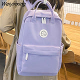 Weiyinxing Original Design Double Shoulder Bag Girl Student Minority Solid Color Schoolbag Large Capacity Waterproof Women Backpack